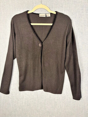 FASHION BUG Black Button Front Cardigan Size Medium